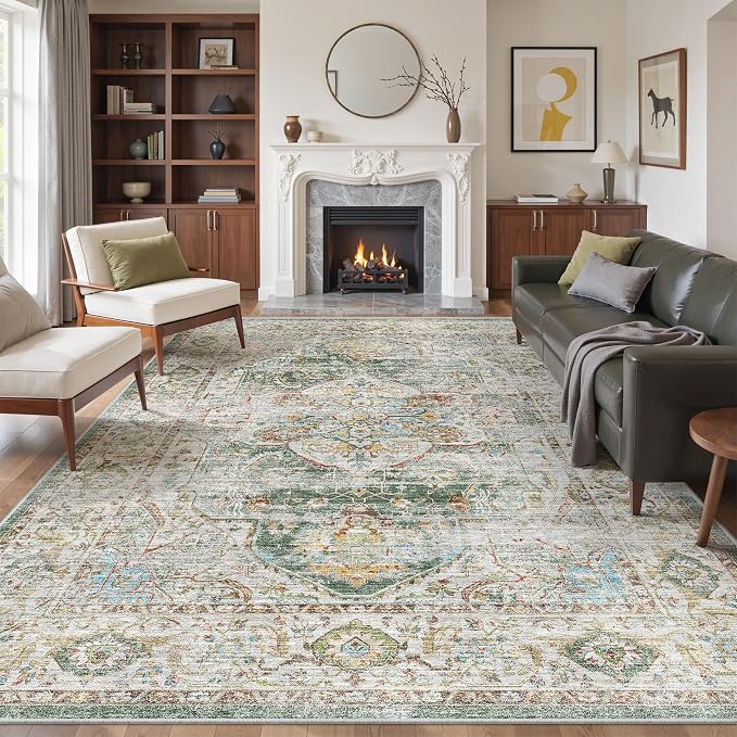 befbee 9x12 Area Rug, Ultra-Thin Washable Rugs by Befbee