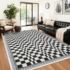 GarveeHome 4x6 Bedroom Rug Modern Checkered Floor Cover Black and White Rugs - Image 9