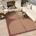 Lahome Enfys Modern Rainbow Easy Jute Outdoor Rug 5x7, Stain Resistant Red - Image 2