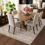 Moss Green 5x7 Washable Living Room Rug, Vintage Farmhouse Dining Room Rugs - Image 3
