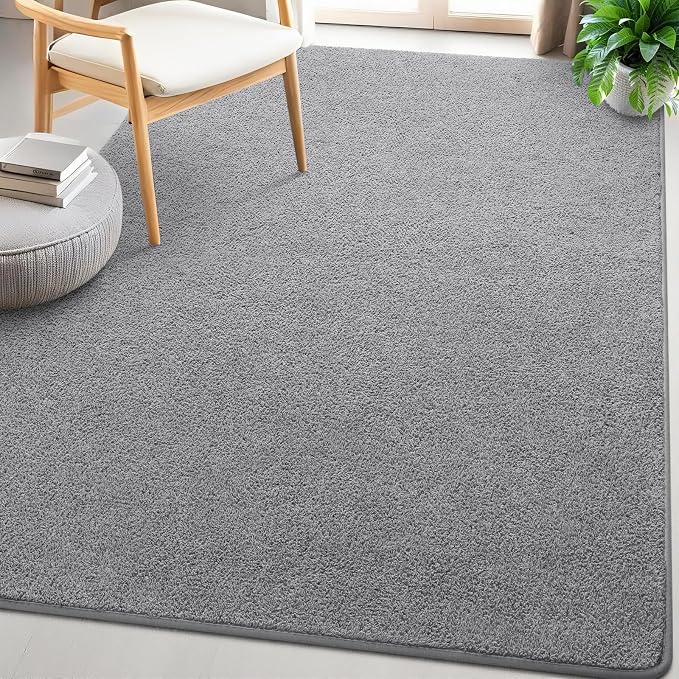 7x10 Feet Grey Area Rugs for Bedroom, Indoor Washable Memory Foam Rug for - Image 8