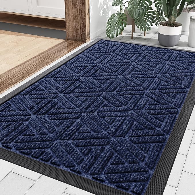 Smiry Front Door Mat Outside Entrance, Heavy Duty Sturdy Natural Rubber Doormat by Smiry