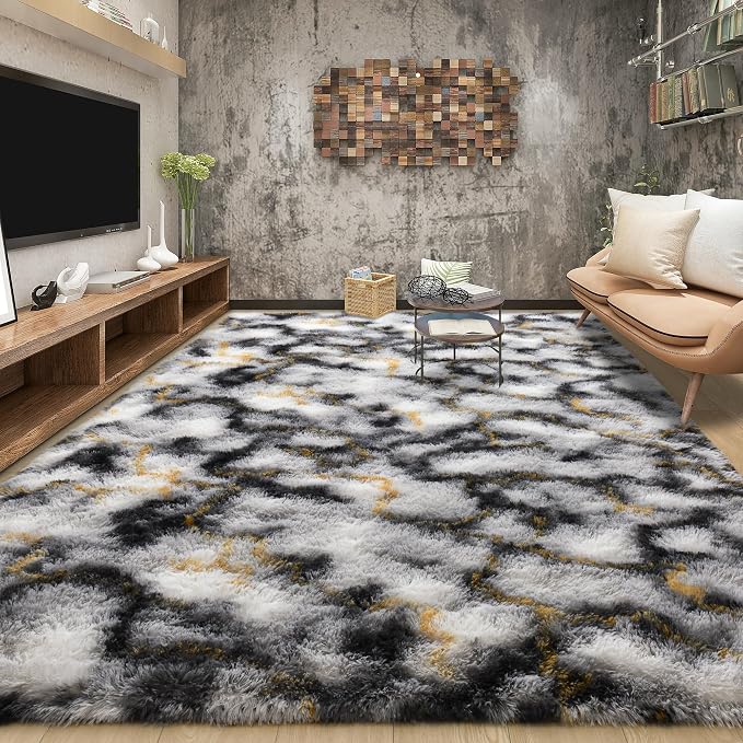 Tepook Soft Fluffy Rugs for Bedroom, 4x6 Area Rug for Living Room, Modern - Image 3