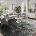 DCX Abstract Area Rug 8x10, Washable Black Modern Rug by DCXWashableRug