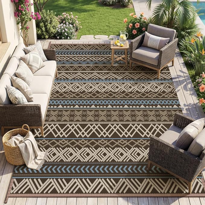 MontVoo Outdoor Rug Carpet Waterproof-Patio Rug Mat 8x10 Reversible RV Outdoor by MontVoo