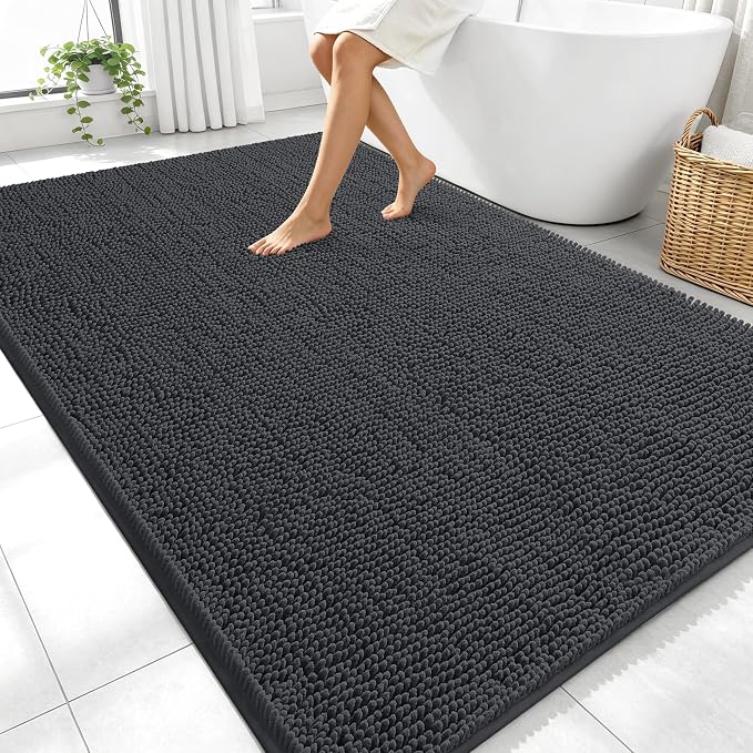 OLANLY Large Bathroom Rugs 70x46, Extra Soft Absorbent Chenille Bath Rugs by OLANLY