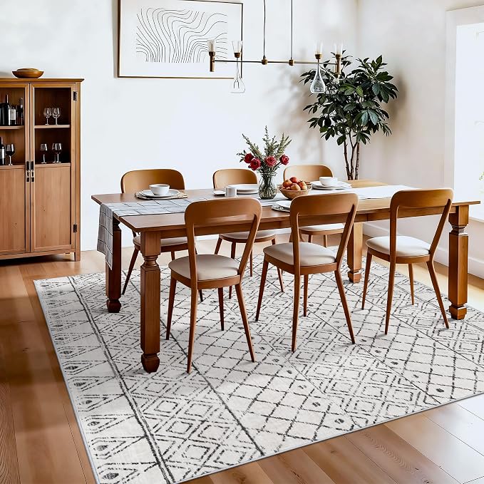 Square 6x6 Area Rug Moroccan: Machine Washable Non Slip Large Carpet - Image 4