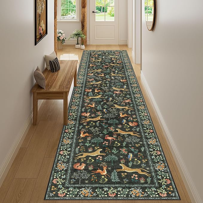 DUKINO 2.6x12 Hallway Runner Rug, Vintage Washable Loog Kitchen Rug - Image 6