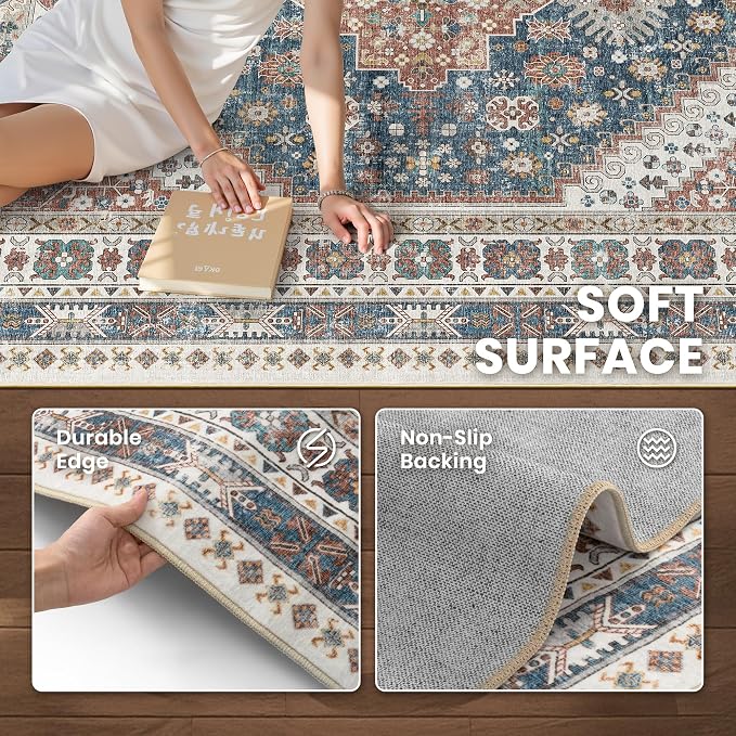 zesthome 8x10 Area Rugs for Living Room, Non-Slip Backing Washable Rugs - Image 6