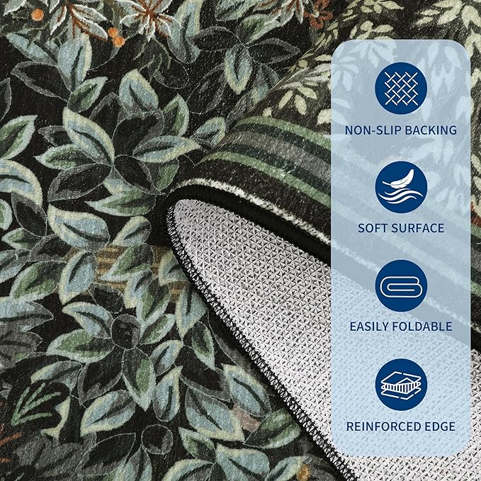 GarveeHome Forest Runner Rug, Botanical Low Pile Non Slip Stain Resistance - Image 6