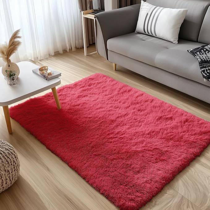 OLANLY 3x5 Machine Washable Small Bedside Rug, Soft Fluffy Shaggy Rugs - Image 3