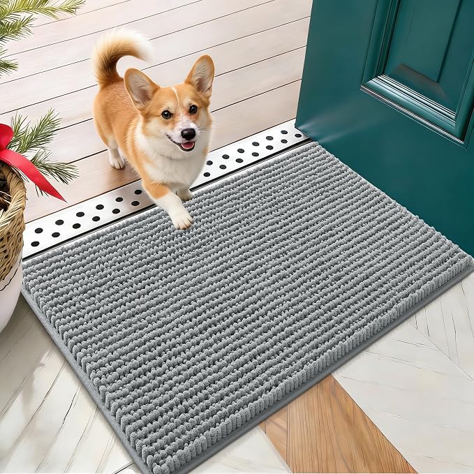 OLANLY Dog Door Mat for Muddy Paws 24x16, Ultra Absorbent Chenille Mud Doormat by OLANLY