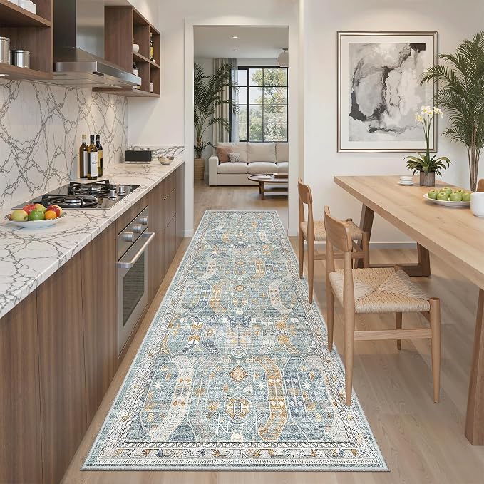Madane Runner Rug 2'6''x8' Kitchen Runner, Hallway Runner Printed Vintage by Madane
