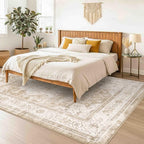 6x9 Area Rug for Living Room-Vintage Farmhouse Boho Floral Neutral Washable - Image 3
