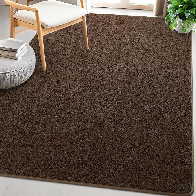 6x9 Feet Brown Area Rugs for Bedroom, Indoor Washable Memory Foam Rug for - Image 8