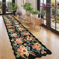 DUKINO 2.6x12 Runner Rug for Hallway, Non Slip Floral Washable Kitchen Rug by DUKINO