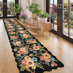 DUKINO 2.6x12 Runner Rug for Hallway, Non Slip Floral Washable Kitchen Rug by DUKINO