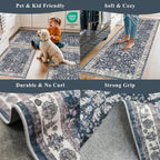 2x8ft Washable Non Slip Kitchen Rugs – Boho Floral Stain-Resistant Low-Pile - Image 5