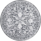 KILOCOCO Round Rug 3ft Vintage Floral Small Circle Rug Machine Washable - Image 9