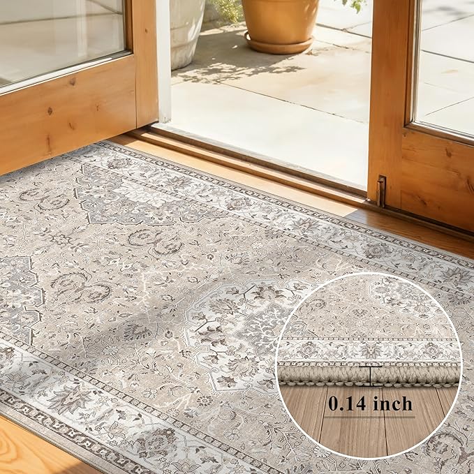 Washable Entryway 3x7 Runner Rug: Farmhouse Kitchen Hallway Rug Runner Wide - Image 2