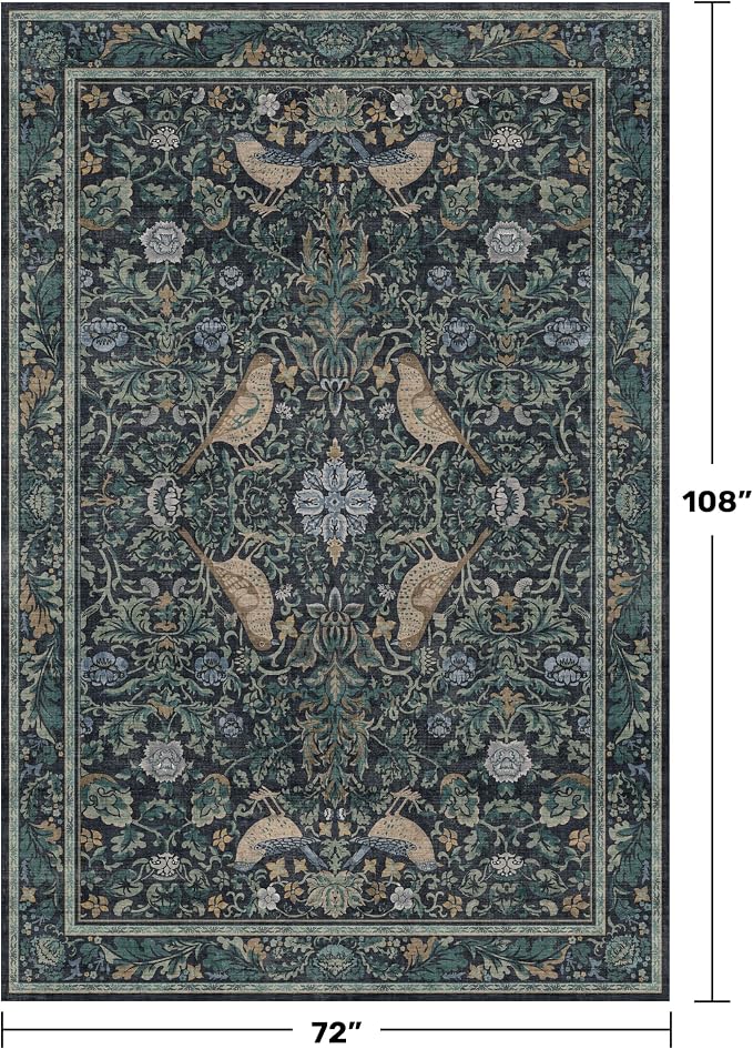 Moody Floral 6x9 Boho Living Room Rug - Image 2