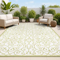 JONATHAN Y Vintage Filigree Indoor Outdoor Area Rug 5X8 Green/Cream, Madrid by JONATHANY
