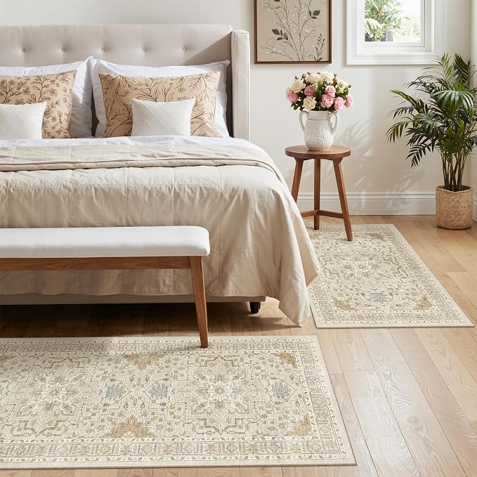 Madane 2-Piece Kitchen Runner Rug Set, Small Area Rug Non-Slip Vintage Door Mat - Image 3