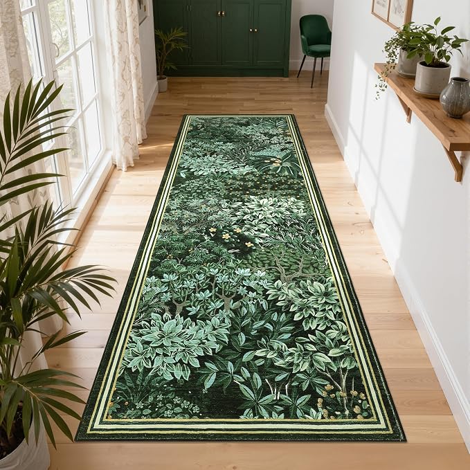GarveeHome Forest Runner Rug, Botanical Low Pile Non Slip Stain Resistance - Image 2