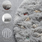 ONASAR Round Rugs 5ft for Bedroom Living Room, Fluffy Tie-Dyed Light Grey - Image 2