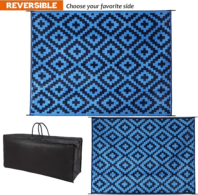 SAND MINE Reversible Mats, Plastic Straw Rug, Modern Area Rug, Large Floor Mat - Image 3