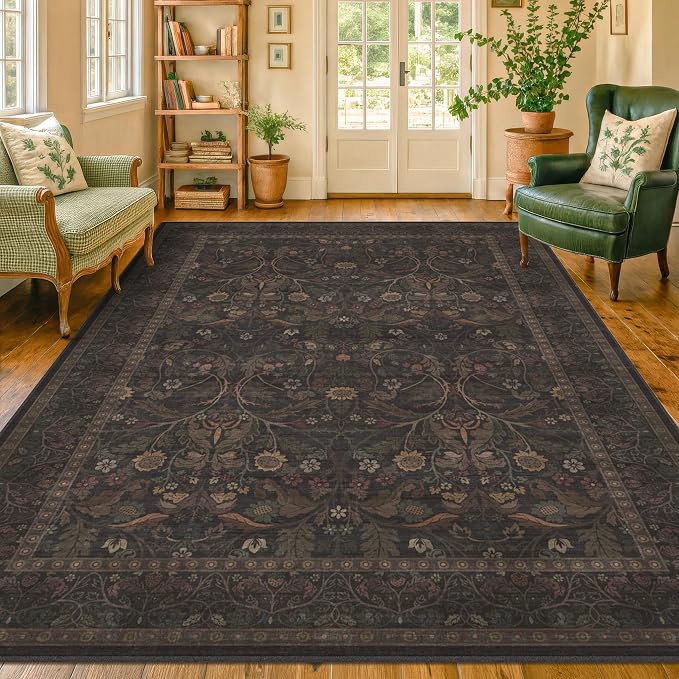 9x12 Botanical Big Rugs for Living Room, Machine Washable Soft Flower Area Rugs - Image 8