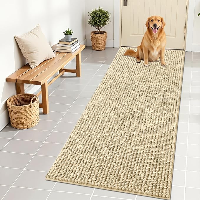 OLANLY Dog Door Mat for Muddy Paws 70x24, Ultra Absorbent Chenille Mud Doormat by OLANLY