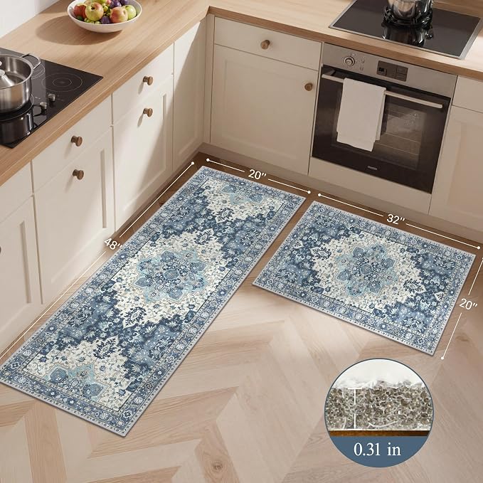 GENIMO Kitchen Rugs Non Slip Washable, Cushioned Standing Mat, Kitchen Runner - Image 2