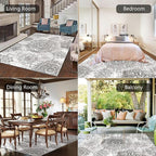 HEBE Area Rugs for Living Room 5'x7', Washable Non Slip Boho Bedroom Rug - Image 4