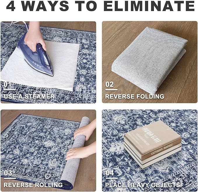 KILOCOCO Hallway Runner 2.6x8 Rug Runner Printed Vintage Floral Washable - Image 2