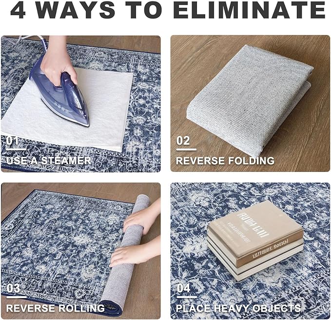 KILOCOCO Runner for Hallway 2.6x14 Runner Rug Printed Vintage Floral Washable - Image 5