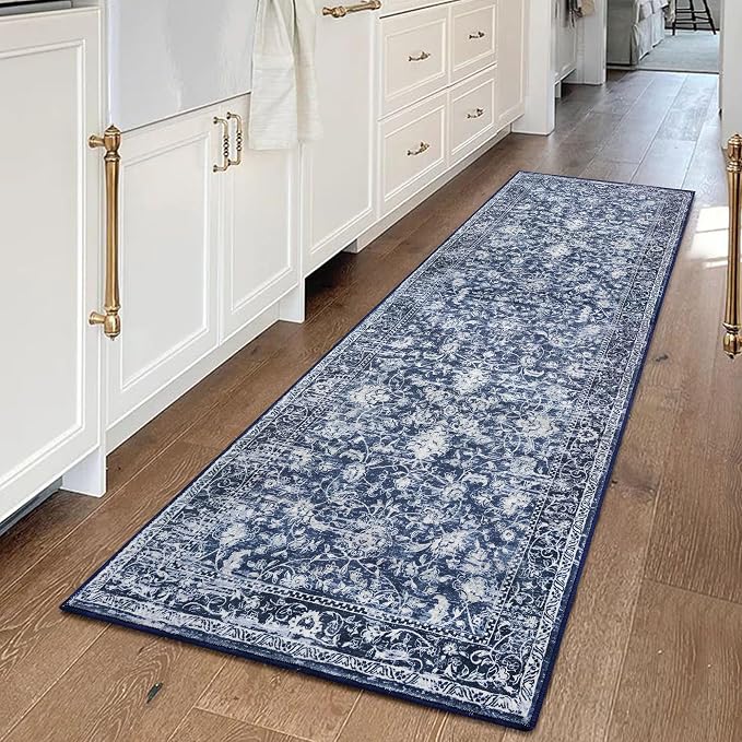 KILOCOCO Hallway Runner 2x5 Printed Vintage Floral Washable Kitchen Runner Rug by Kilococo