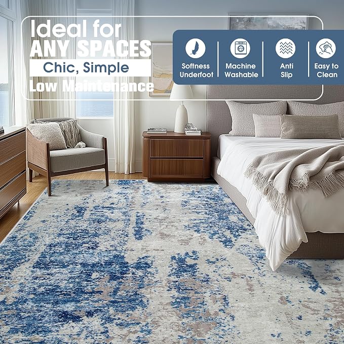 8x10 Area Rugs for Living Room Rug Washable: Abstract Large Rug for Dining Room - Image 9