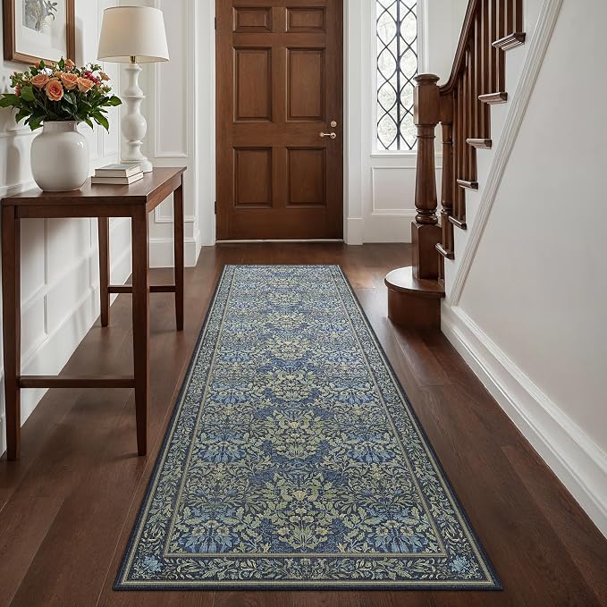 GENIMO Floral Washable Runner Rug 2’6” x 10’, Non-Slip Long Hallway Carpet by GENIMO