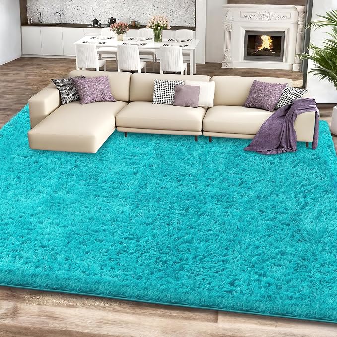 6x9 Teal Area Rugs for Living Room, Large Fluffy Shag Rug for Bedroom Boys Kids - Image 2