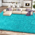 8x10 Teal Shag Area Rugs for Living Room, Large Fluffy Shaggy Rug for Bedroom by Unknown