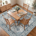 RELEANY Area Rugs Square 7ft Washable Non-Slip, Floral Vintage Distress by RELEANY