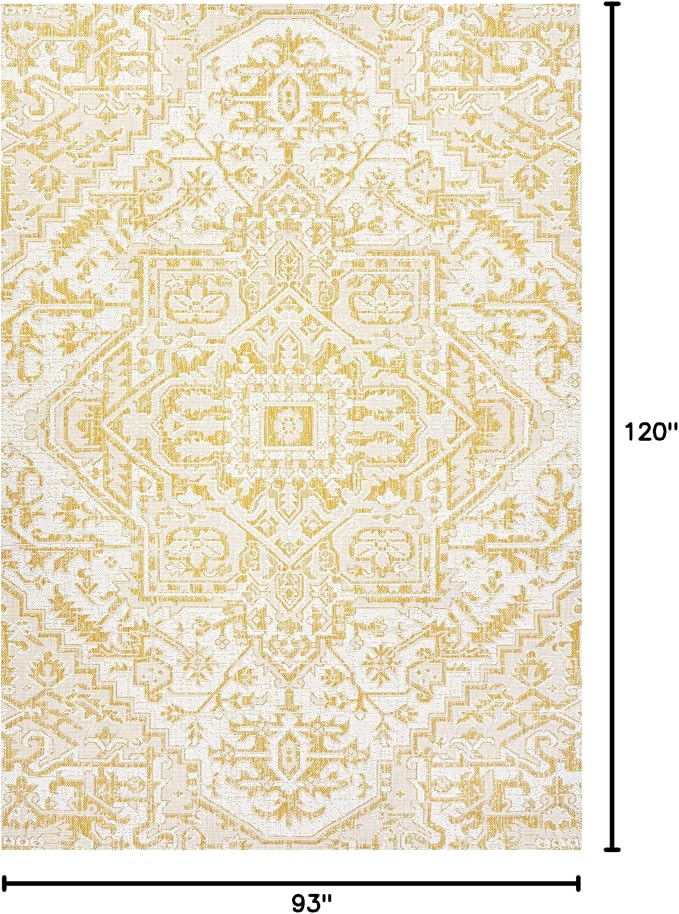 JONATHAN Y Boho Medallion Indoor Outdoor Area Rug 8X10 Cream/Yellow, Estrella - Image 2