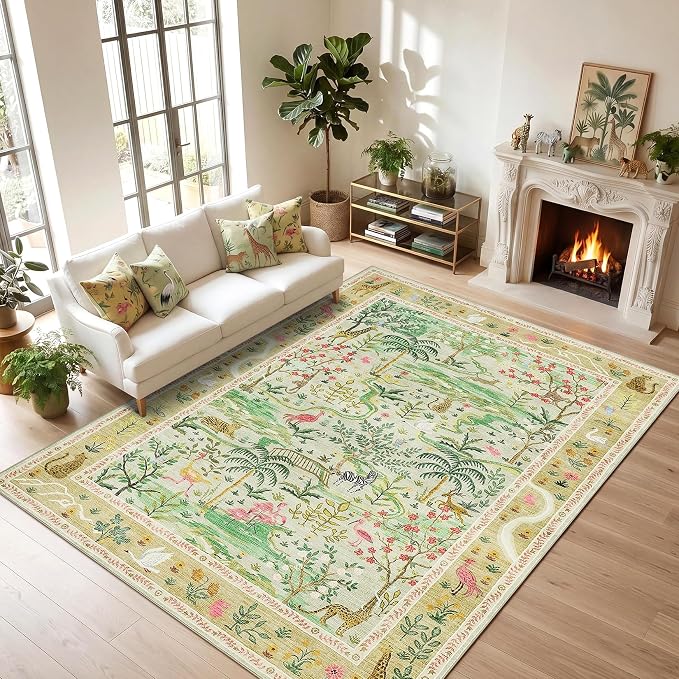 4x6 Whimsical Safari Nursery Area Rug Washable Non Slip Small Living Room Rugs - Image 9