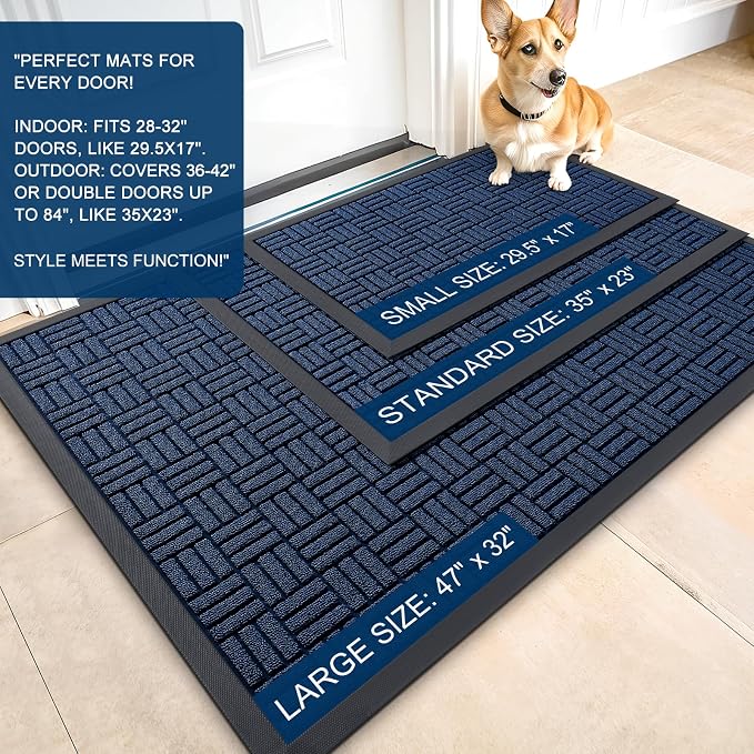 OLANLY Front Door Mat Outside Entrance 47x32, Heavy Duty Sturdy Natural Rubber - Image 2