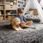 PAGISOFE Grey Fluffy Rugs for Bedroom 4x6 Area Rug Shag Rug for Kids Room Furry - Image 3
