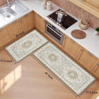 Boho Kitchen Mats for Floor 2 Piece Set Anti Fatigue Cushioned PVC Kitchen Rugs - Image 2