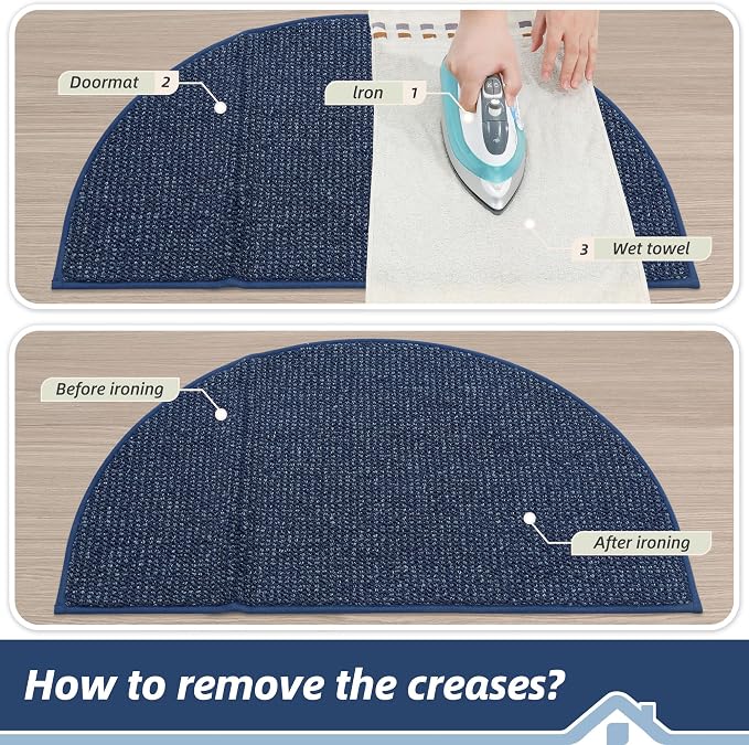 BEQHAUSE Dirt Trapper Door Mat 24" x 36" Half Circle Non-Slip Washable Doormats - Image 9
