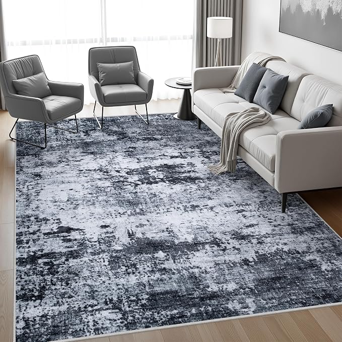 9x12 Area Rug Living Room Rug: Washable Modern Abstract Soft Thin Rug Indoor - Image 3