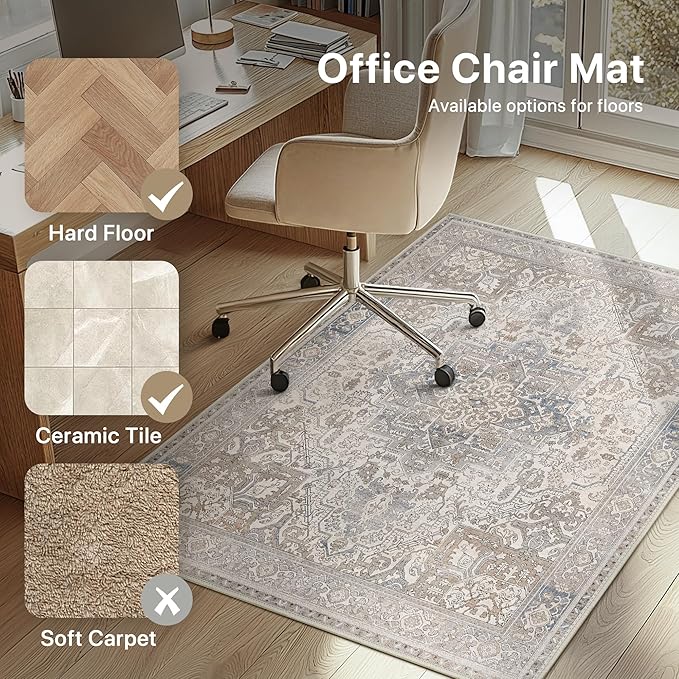 36"x48" Office Chair Mat for Hardwood Tile Floor, Under Desk Carpet Protector - Image 3